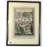 A framed 19th century hand coloured engraving by JV Schley of the death of the last Ming Emperor