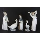 4 Lladro figures and a Nao goose