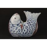 An interesting Chinese hand painted porcelain fish water dropper, H 10cm