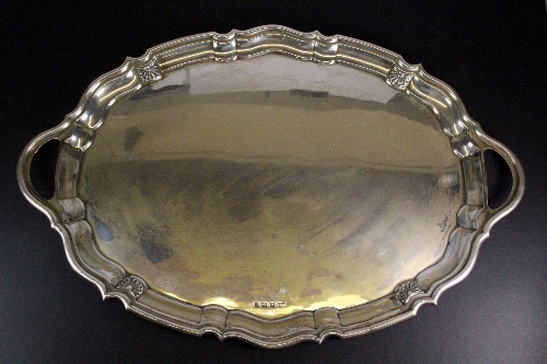 A heavy hallmarked silver two handled tray w.53cm Walker and Hall .Approx 1765g