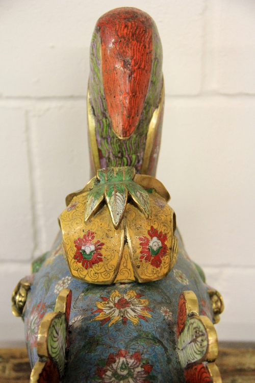 A superb pair of large Chinese gilt cloisonné on bronze censors. H41cm L47cm. Prov. Property of a - Image 8 of 13