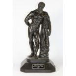 An interesting cold cast trophy sculpture of Hercules with presentation plaque for the Kray Twins