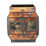 A 19th/20thC Japanese lacquered and inlaid jewellery cabinet, H 35cm