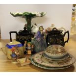 A comport, an early Royal Doulton "Sweet Anne" figure (a/f) and other china