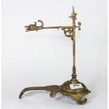 A 19th century Arts & Crafts brass and copper stand suitable for a gong or desk calendar, H 29cm