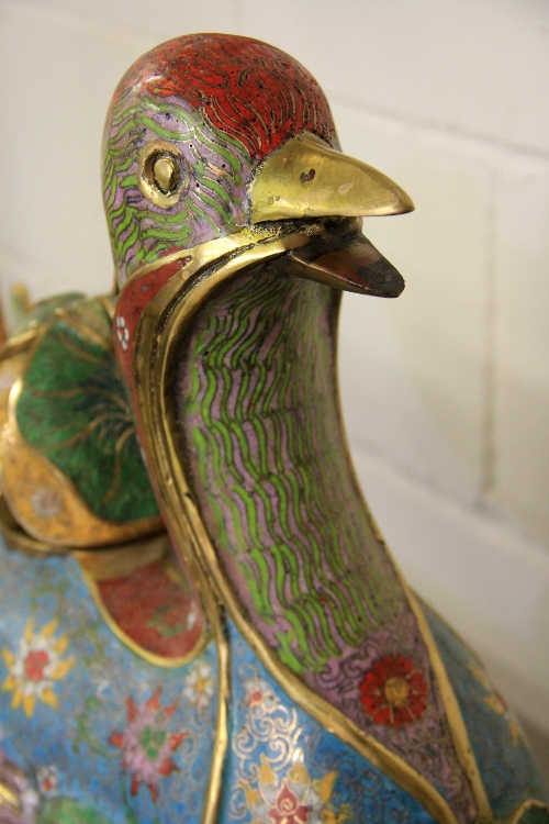 A superb pair of large Chinese gilt cloisonné on bronze censors. H41cm L47cm. Prov. Property of a - Image 9 of 13