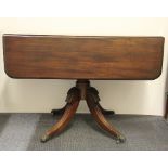 A Regency mahogany drop leaf single drawer breakfast table, 98cm x 98cm