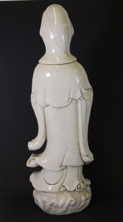 A large ivoire de chine porcelain figure of the Goddess Guan Yin, H 58cm - Image 2 of 3