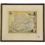 A framed mid 19th century map of Essex showing the first railway lines