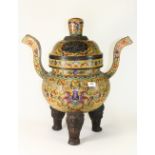 A superb large Chinese cloisonné on copper censor, H 58cm