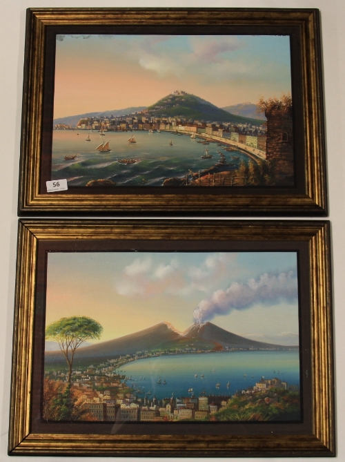 A framed pair of gouache paintings of the Italian lakes, 58 x 42cm