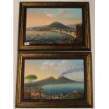 A framed pair of gouache paintings of the Italian lakes, 58 x 42cm