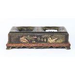 An unusual Chinese lacquered wooden ink mixing stand, 19cm x 9.5cm x 5cm