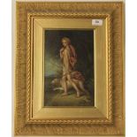 A lovely gilt framed classical oil on copper of Diana the huntress, 41cm x 51cm