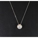 A superb 18ct white gold mounted diamond pendant approx. 2ct centre stone surrounded by brilliant
