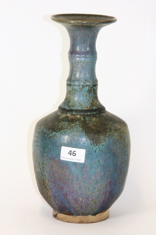 An interesting Chinese Zhun glazed ceramic vase, H 32cm, probably 18th century - Image 2 of 3