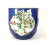 A 19th / early 20th century Chinese hand painted porcelain planter Dia 32cm H 32cm