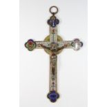 A rare 19th century Chinese cloisonné on bronze Jesuit crucifix, 26.5cm x 17cm