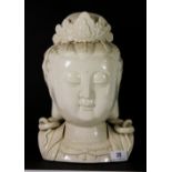 A lovely Chinese ivoire de chine porcelain bust of the goddess Guan Yin, H 31cm