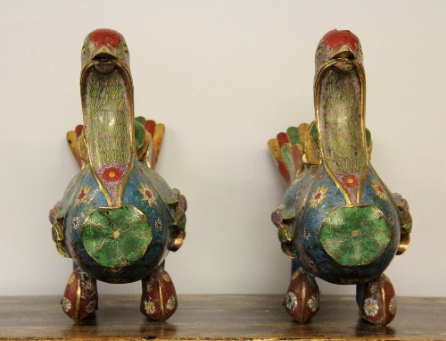 A superb pair of large Chinese gilt cloisonné on bronze censors. H41cm L47cm. Prov. Property of a - Image 3 of 13