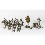 A collection of small Benin bronze figures