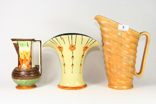 A large Art Deco Beswick jug and 2 further Art Deco items