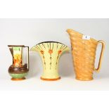 A large Art Deco Beswick jug and 2 further Art Deco items
