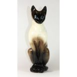 A large ceramic Siamese cat probably Beswick but unmarked, H 38cm