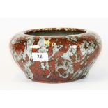 An unusual Chinese red and grey glazed porcelain bowl with crackle glazed interior, Dia 24cm H 11.