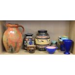 A quantity of Devon and Cornish pottery items