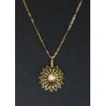 A 9ct gold and cultured pearl pendant and chain