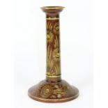 An interesting Arts & Crafts glazed stoneware candlestick impressed Lear, H 20cm