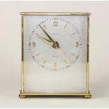 A vintage Garrard brushed gilt brass quartz mantle clock, H 16cm
