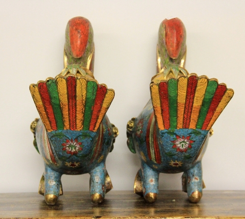 A superb pair of large Chinese gilt cloisonné on bronze censors. H41cm L47cm. Prov. Property of a - Image 12 of 13