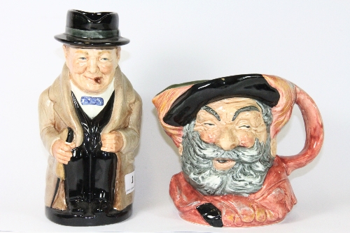 Two Royal Doulton characters jugs Winston Churchill and Falstaff