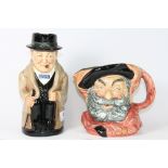 Two Royal Doulton characters jugs Winston Churchill and Falstaff