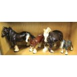 4 Ceramic shire horse figures