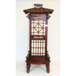 A large oriental style wooden electric lantern lamp, H 85cm
