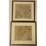 2 early framed maps of Derby and Nottingham, (42cm x 45cm)