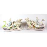 A pair of 19thC porcelain figurines (L:26cm x H:15cm)