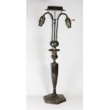 A hallmarked silver candlestick style reading light, H 68cm