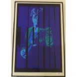 Framed signed artist proof dated 1990 of John Lennon by Peter Marsh (51cm x 77cm)