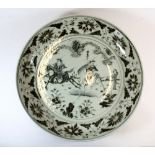 A large Chinese hand painted porcelain charger, Dia 49cm