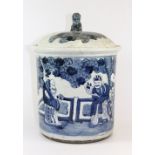 A 19th century Chinese hand painted provincial porcelain storage jar and lid, H 36cm