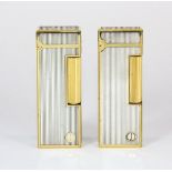 A pair of ladies and gents Dunhill two tone 925 silver lighters