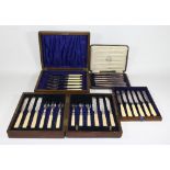 3 cases of cutlery with hallmarked silver ferrules