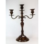 A large 3 branch bronze candelabrum, H 61cm