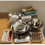 A quantity of vintage stainless steel items