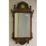 A lovely Georgian walnut veneered and gilt wall mirror with London makers mark verso dated 1741 (W: