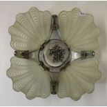 A 1930's glass shell centre light fitting, Dia 50cm